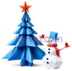 圣诞树,折纸,蓝色PNG