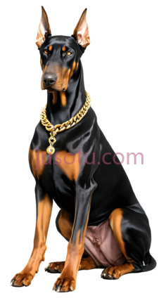 杜宾犬,坐着,黑色,棕色, PNG
