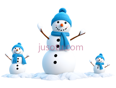 雪人,卡通,白色身体,蓝色帽子围巾,纽扣, PNG