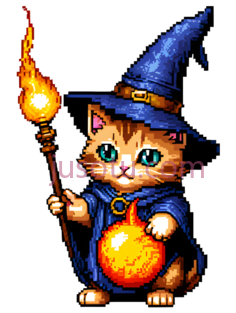 小猫,魔法师,火球PNG
