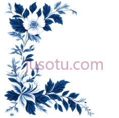 花卉图案,中式,蓝色,白色PNG