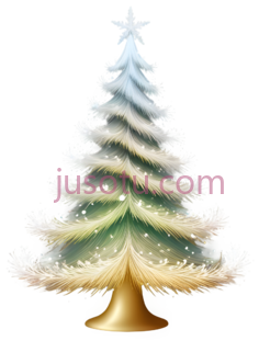 圣诞树,插画,金色,绿色,白色PNG