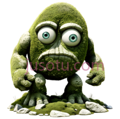 卡通怪物,3D动画,绿色PNG