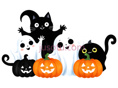 黑猫,白色幽灵,卡通,白色, PNG