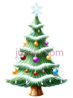圣诞树,卡通,绿色,黄色,蓝色,红色,紫色PNG