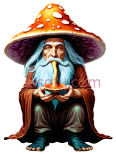 蘑菇头巫师,卡通,橙色,紫色,蓝色PNG