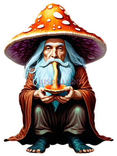 蘑菇头巫师,卡通,橙色,紫色,蓝色, PNG