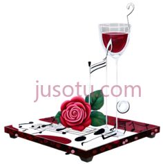 玫瑰,酒杯,乐谱,抽象,红色,绿色,黑色, PNG