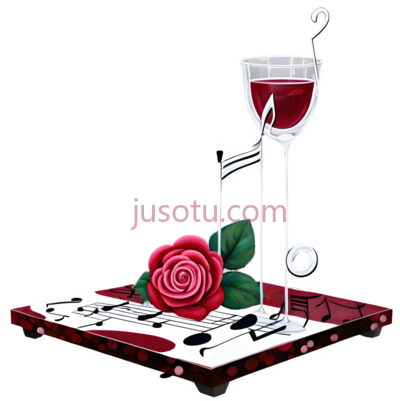 玫瑰,酒杯,乐谱,抽象,红色,绿色,黑色, PNG