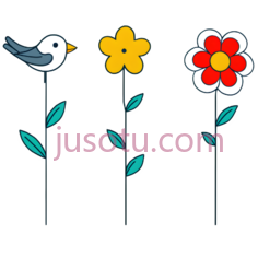 鸟,花,卡通,红色,白色PNG