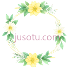 花环,水彩画,黄色,白色,绿色PNG