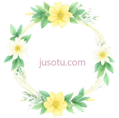 花环,水彩画,黄色,白色,绿色, PNG