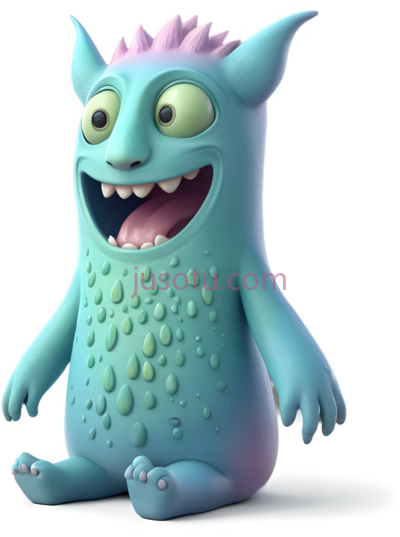 卡通怪物,3D,蓝色, PNG