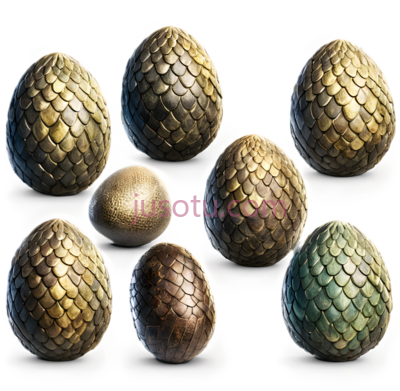 龙蛋,3D,金色, PNG