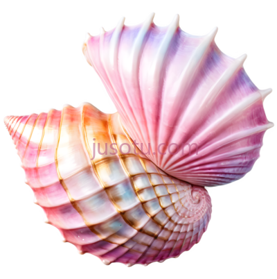 水彩画,美人鱼,贝壳,金色, PNG