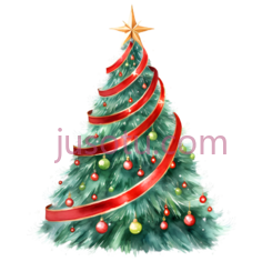 圣诞树,插画,绿色,红色,黄色PNG