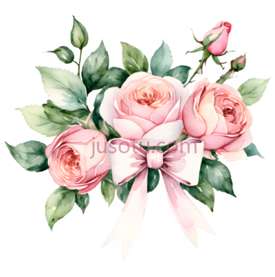 玫瑰花,水彩画,粉色, PNG