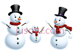 雪人,站立,白色身体,红色围巾,紫色帽子PNG