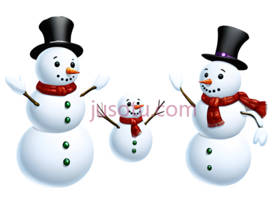 雪人,站立,白色身体,红色围巾,紫色帽子, PNG