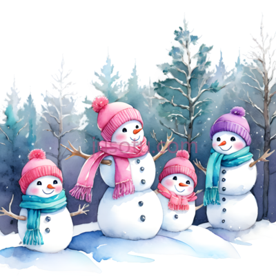 雪人,帽子,围巾,卡通,针织帽,蓝色, 粉色, 蓝色, PNG