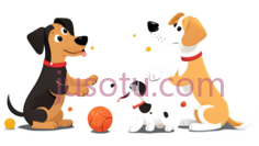 狗,猫,球,卡通,橙色PNG