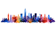 城市天际线,抽象,蓝色,紫色,红色PNG