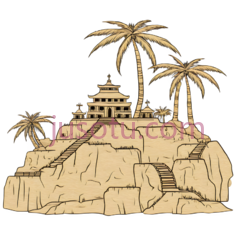 岛屿,插画,米黄色PNG