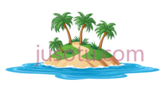 岛屿,卡通,绿色,棕色,蓝色PNG