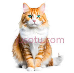 猫,坐姿,橙色,白色PNG