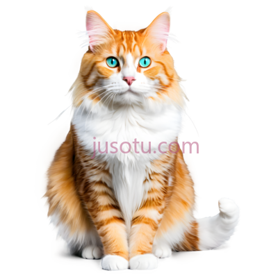 猫,坐姿,橙色,白色, PNG