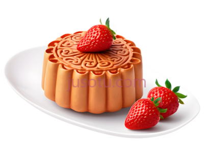 月饼,草莓, PNG