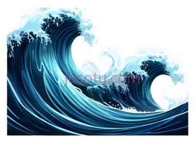 海浪,插画,蓝色,白色, PNG