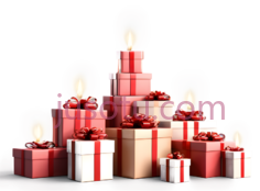 礼物盒,堆叠,红色,白色PNG