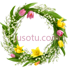 花环,自然,粉色, 黄色, 绿色PNG