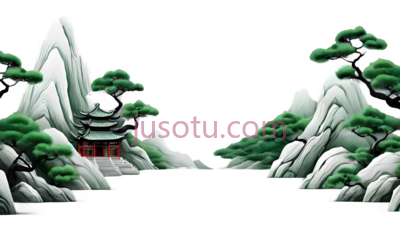 山水画,中国风,白色,绿色, PNG