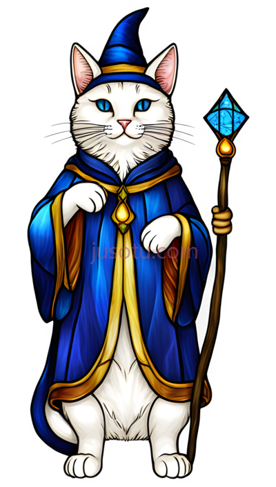 猫,巫师装束,白色,蓝色, PNG
