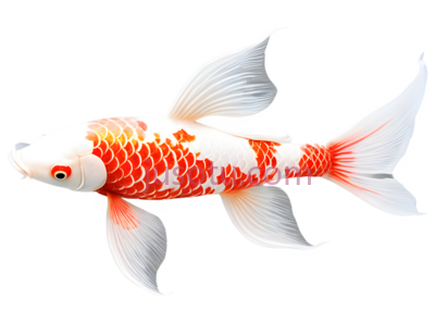 锦鲤,观赏鱼,白色,橙色, PNG
