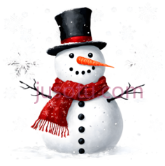 雪人,卡通,白色,红色,橙色,黑色PNG