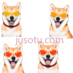 柴犬,戴墨镜,黄色PNG