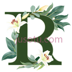 字母,花朵,装饰性,绿色,白色,黄色PNG