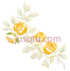 玫瑰花,刺绣,黄色PNG