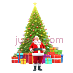 圣诞树,装饰有彩灯,星星,绿色PNG