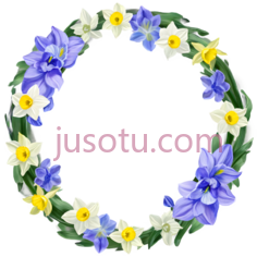 花环,插画,蓝色,黄色PNG