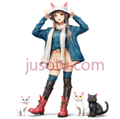 猫耳美女,丝绸帽子,猫PNG