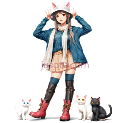 猫耳美女,丝绸帽子,猫, PNG