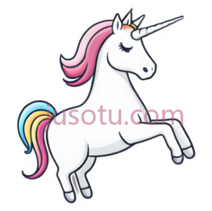 独角兽,卡通,白色,粉色,蓝色,黄色PNG
