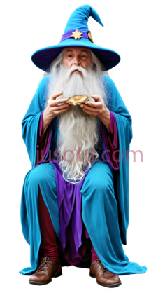 巫师,魔法师装束,蓝色斗篷,帽子PNG