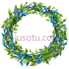 花环,插画,绿色,蓝色PNG