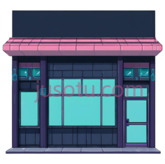 商店,卡通,蓝色PNG