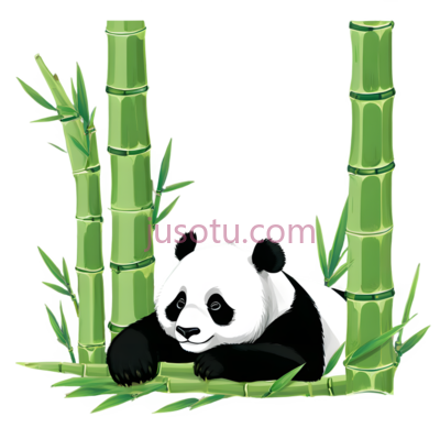 熊猫,睡眠,绿竹, PNG